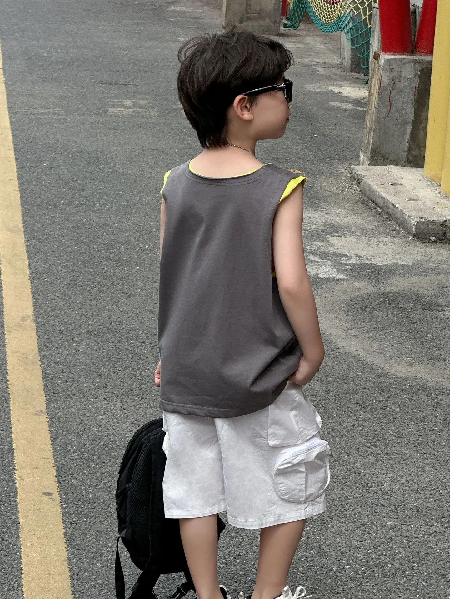 Boys Sleeveless Vest Grey White 2025 Kids - Image 6
