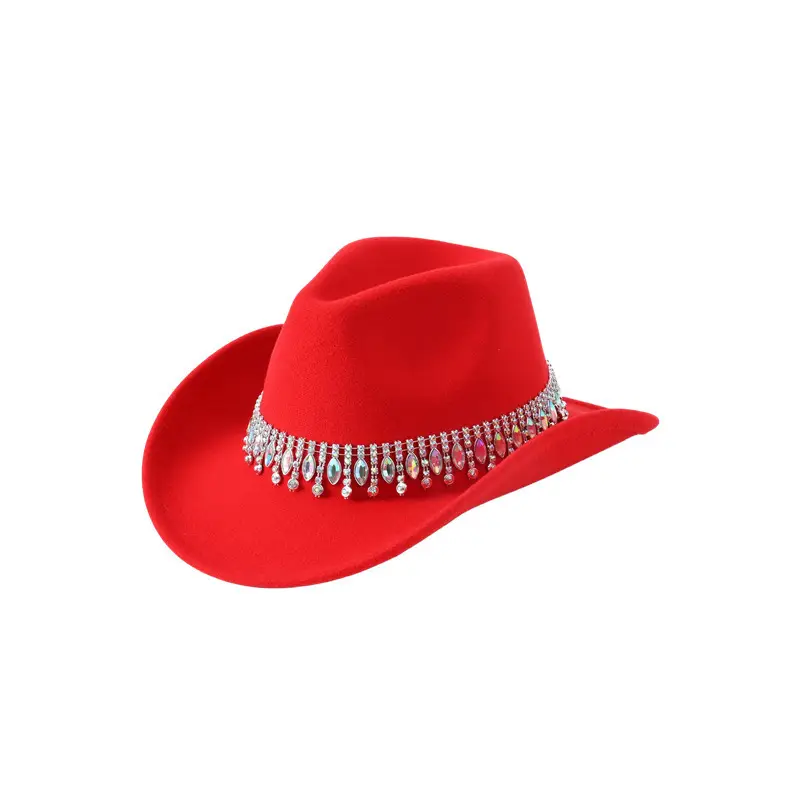 Black Tassels & Gemstone Cowboy Hat for Men Women - Image 3