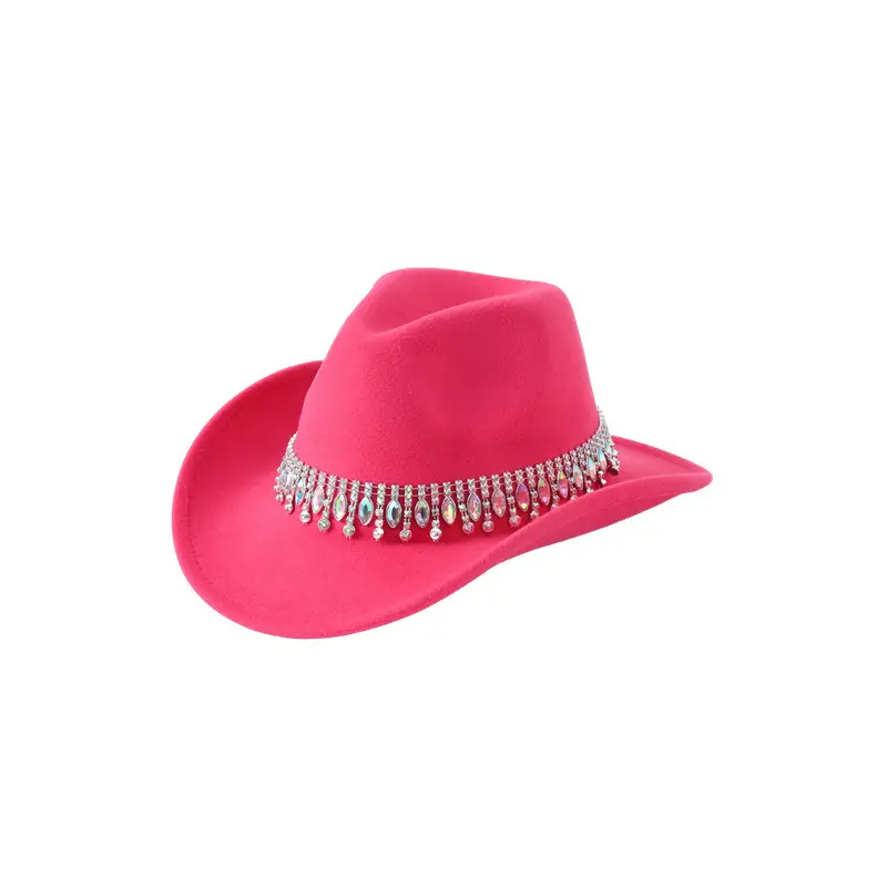 Black Tassels & Gemstone Cowboy Hat for Men Women - Image 4