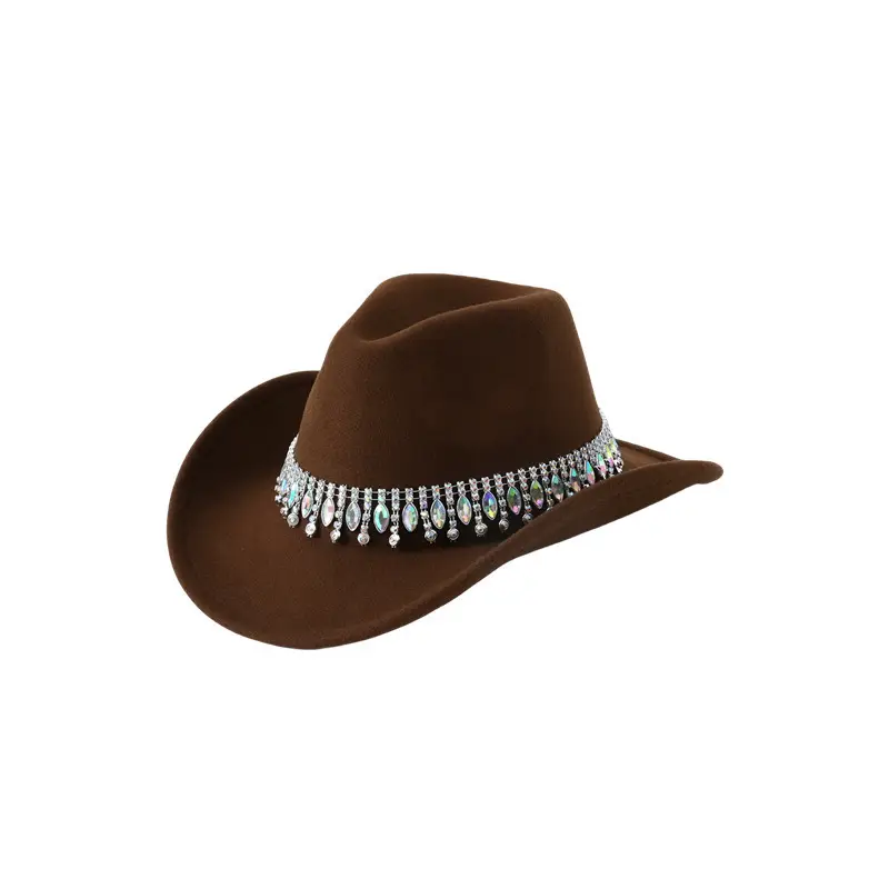 Black Tassels & Gemstone Cowboy Hat for Men Women - Image 7