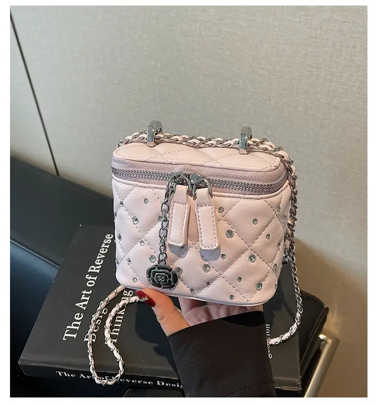 Diamond Studded French Mini Crossbody Bag Pink — feature 1