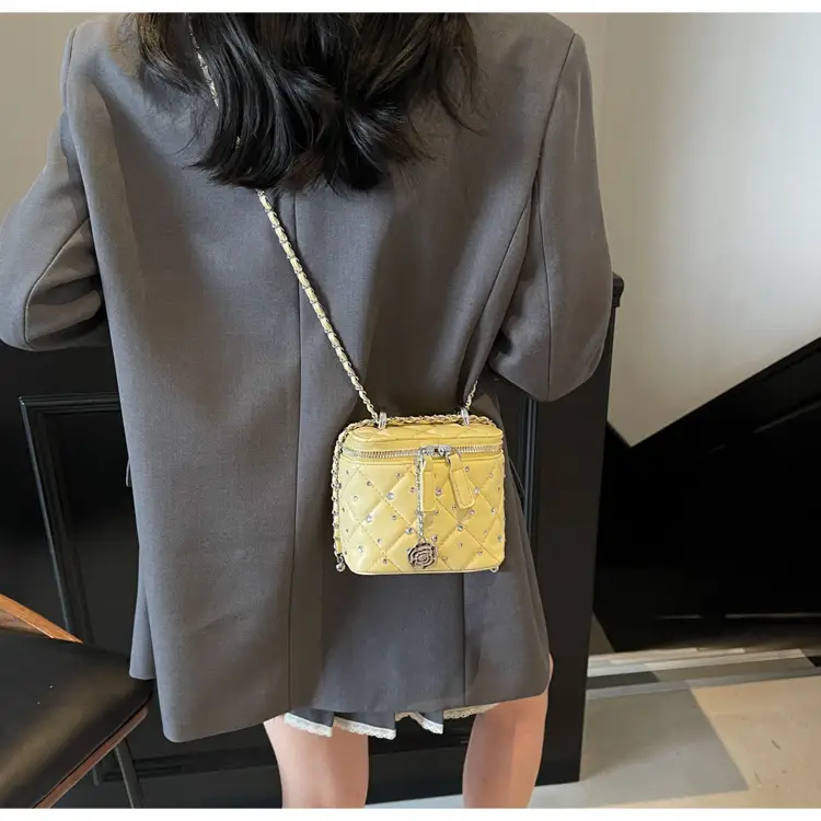 Diamond Studded French Mini Crossbody Bag Pink — feature 13