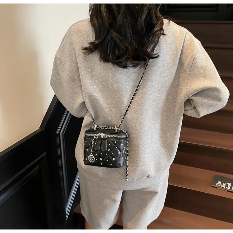 Diamond Studded French Mini Crossbody Bag Pink — feature 16