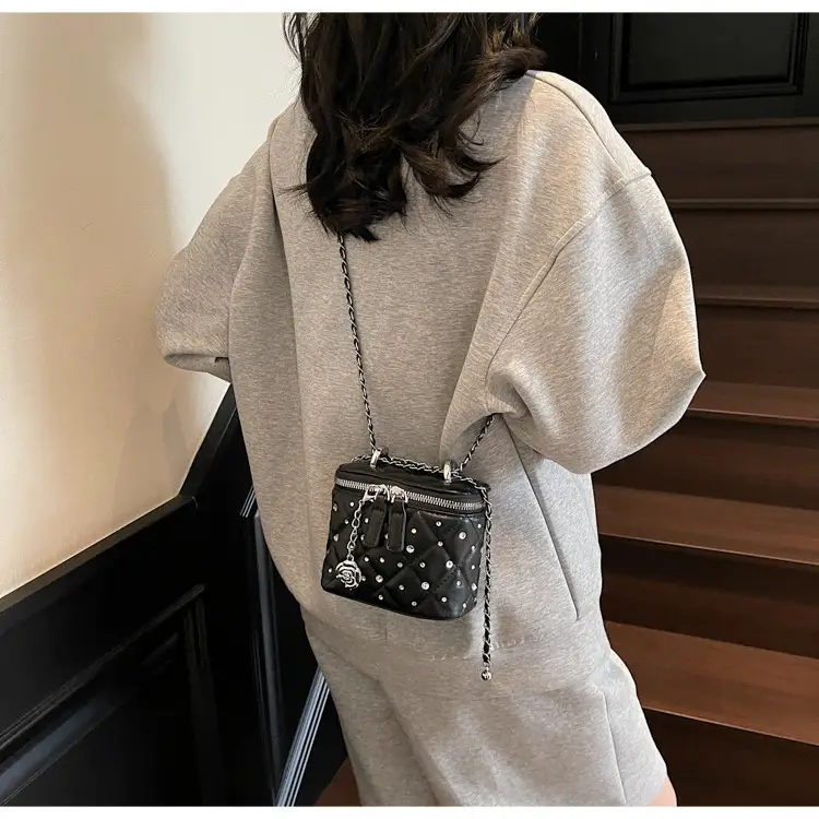 Diamond Studded French Mini Crossbody Bag Pink — feature 17