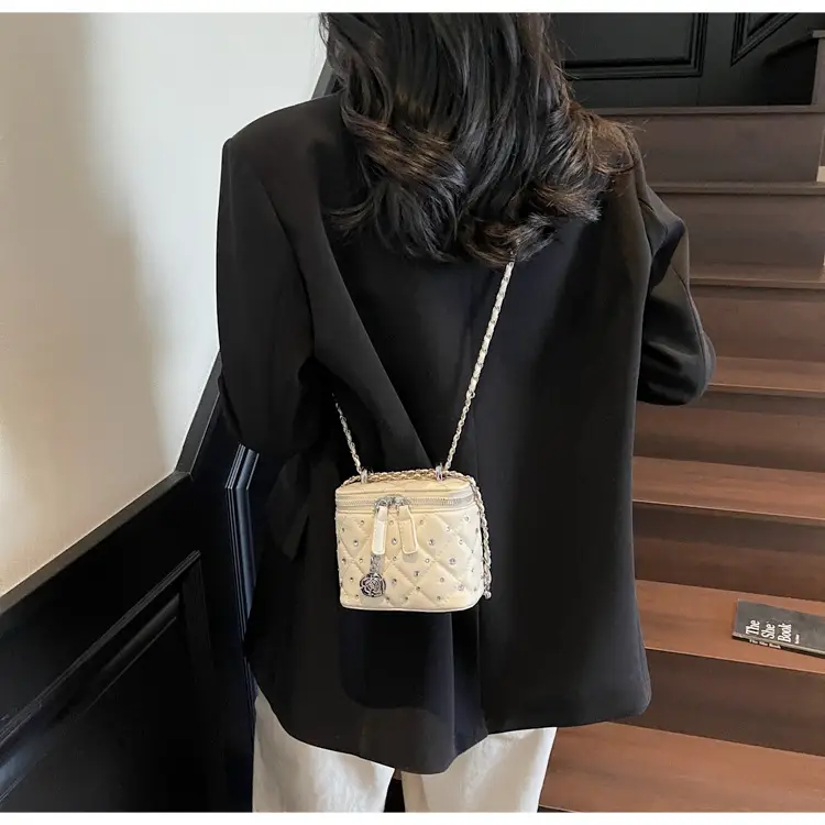 Diamond Studded French Mini Crossbody Bag Pink — feature 19