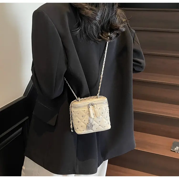 Diamond Studded French Mini Crossbody Bag Pink — feature 20
