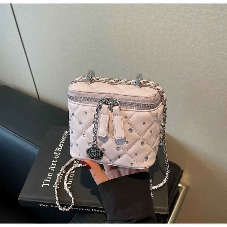 Diamond Studded French Mini Crossbody Bag Pink — feature 21