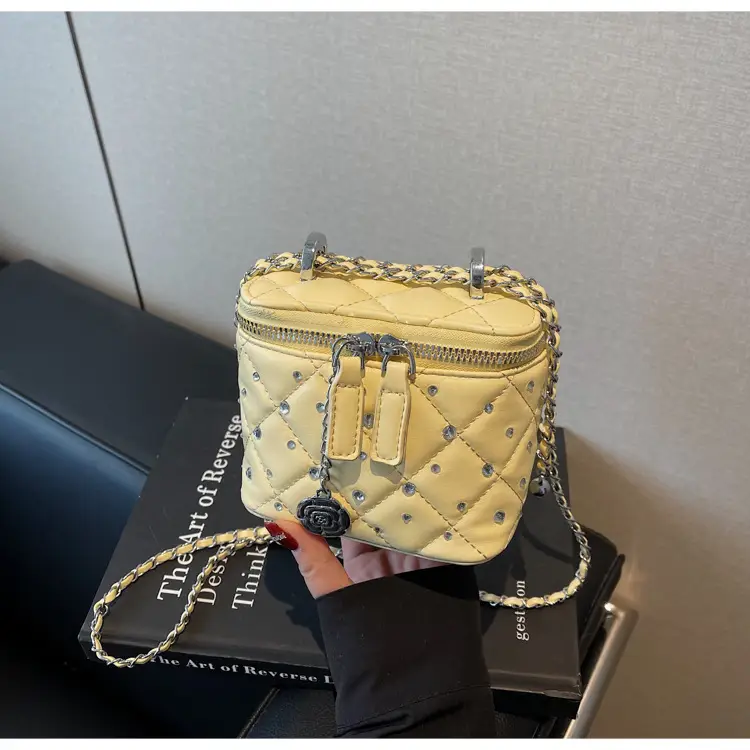 Diamond Studded French Mini Crossbody Bag Pink — feature 22