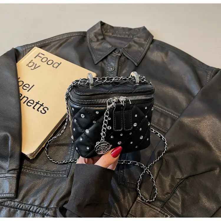 Diamond Studded French Mini Crossbody Bag Pink — feature 23