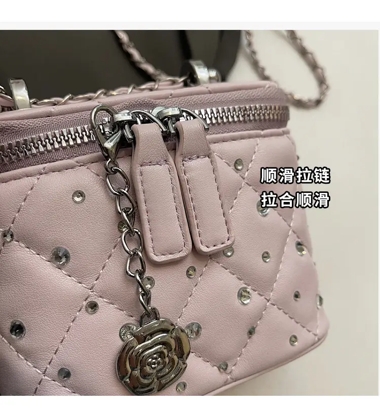 Diamond Studded French Mini Crossbody Bag Pink — feature 5