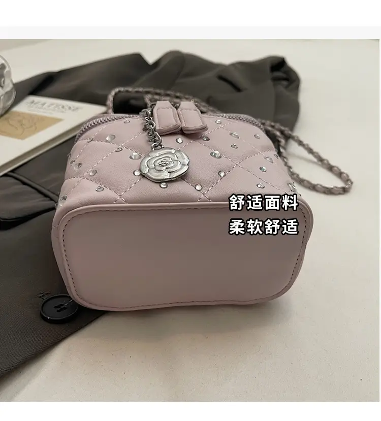 Diamond Studded French Mini Crossbody Bag Pink — feature 6