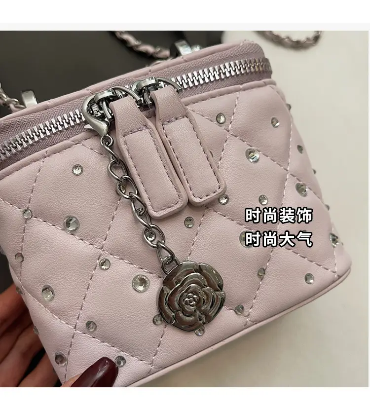 Diamond Studded French Mini Crossbody Bag Pink — feature 7