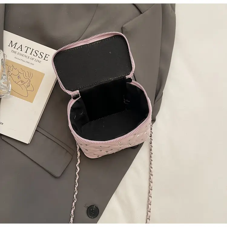 Diamond Studded French Mini Crossbody Bag Pink — feature 8