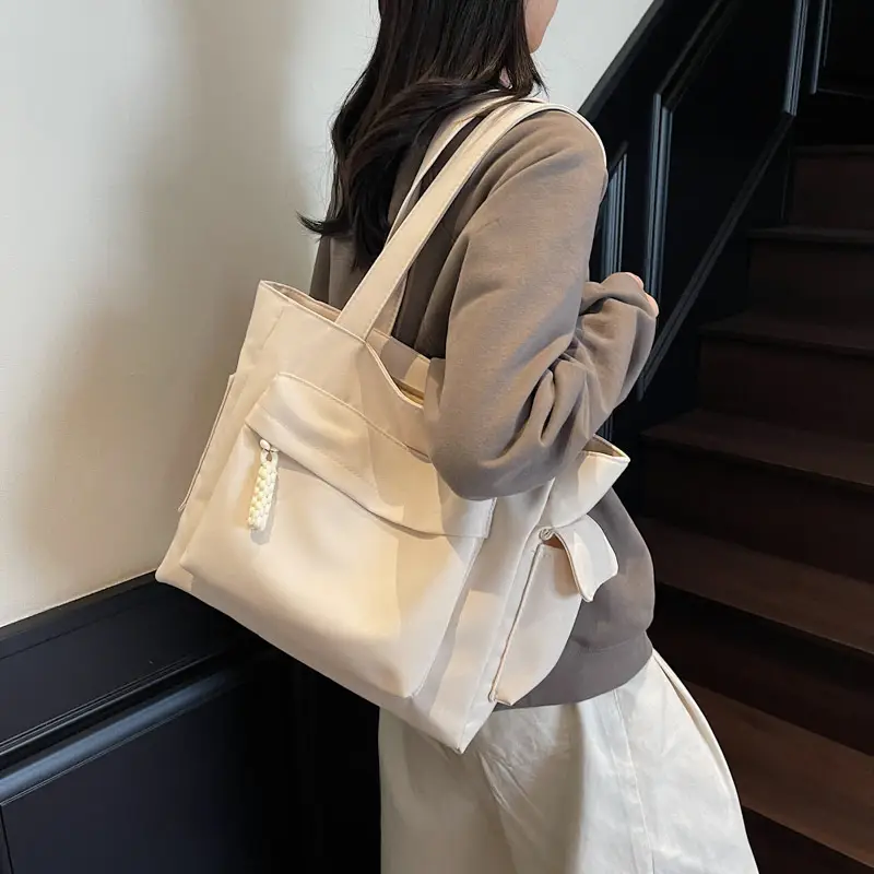 Women's Large Capacity Tan Shoulder Bag with Blue Wallet — feature 15
