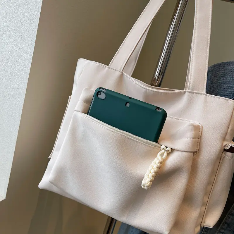 Women's Large Capacity Tan Shoulder Bag with Blue Wallet — feature 4