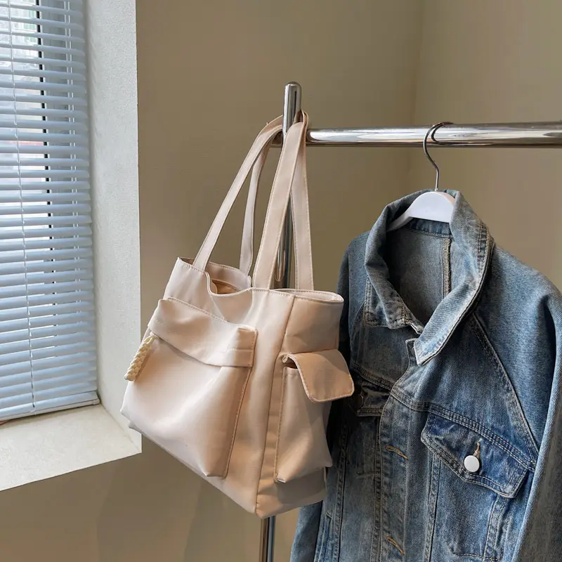 Women's Large Capacity Tan Shoulder Bag with Blue Wallet — feature 6