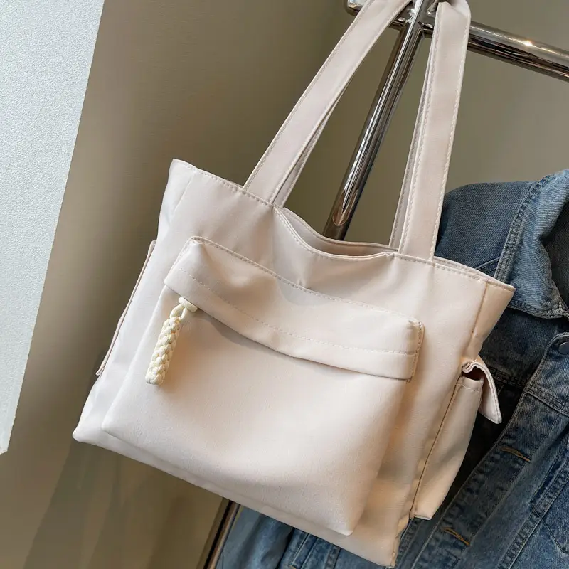 Women's Large Capacity Tan Shoulder Bag with Blue Wallet — feature 7