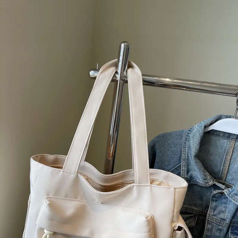 Women's Large Capacity Tan Shoulder Bag with Blue Wallet — feature 8