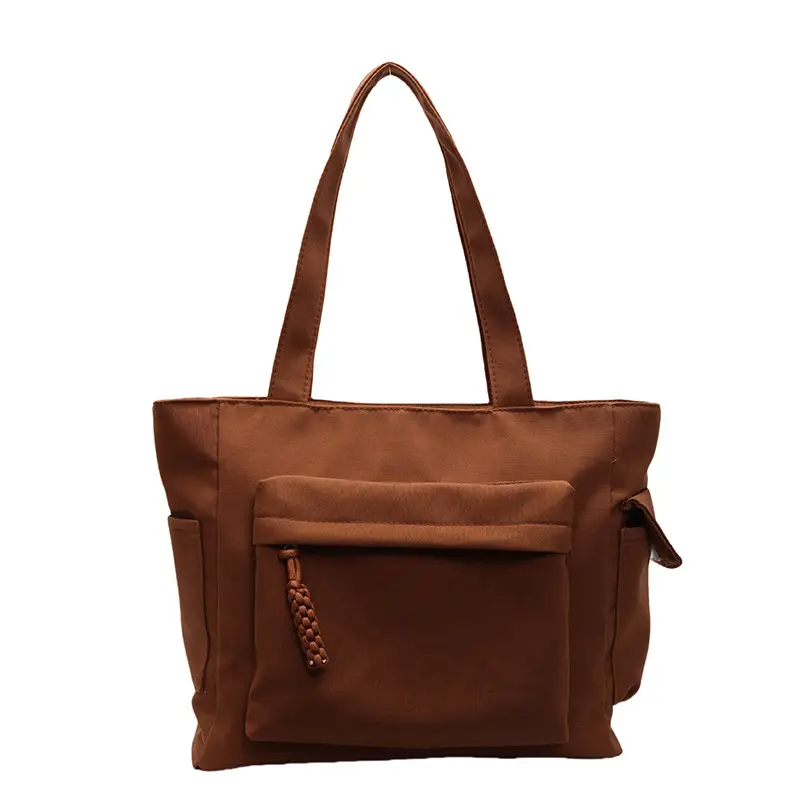 Women's Large Capacity Tan Shoulder Bag with Blue Wallet - Image 3