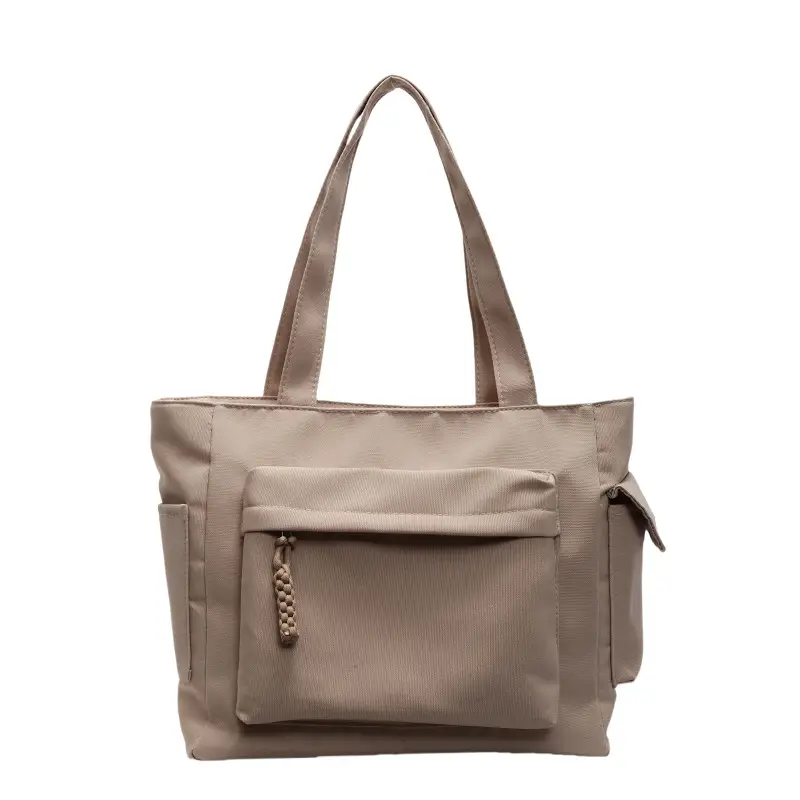 Women's Large Capacity Tan Shoulder Bag with Blue Wallet - Image 4