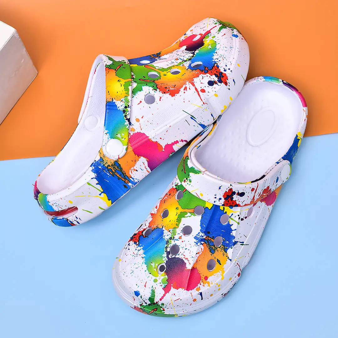 Heat Transfer Cave Shoes Women's EVA New Graffiti Street Hip Hop Garden Shoes European and American Fashion Beach Sandals — feature 3