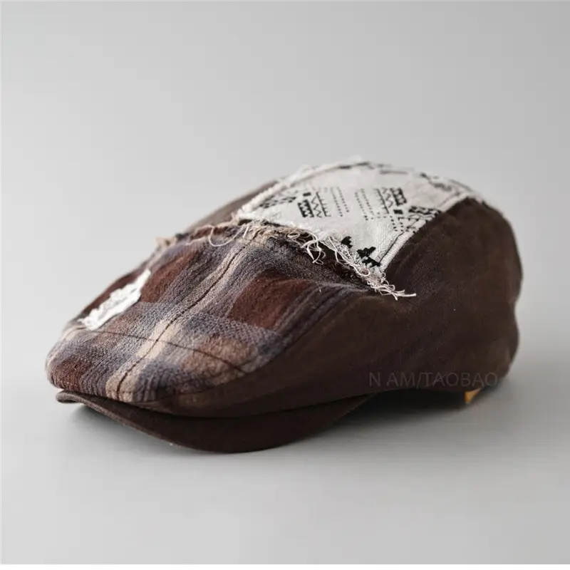 Women Retro Distressed Plaid Sunshade Cap - Image 5