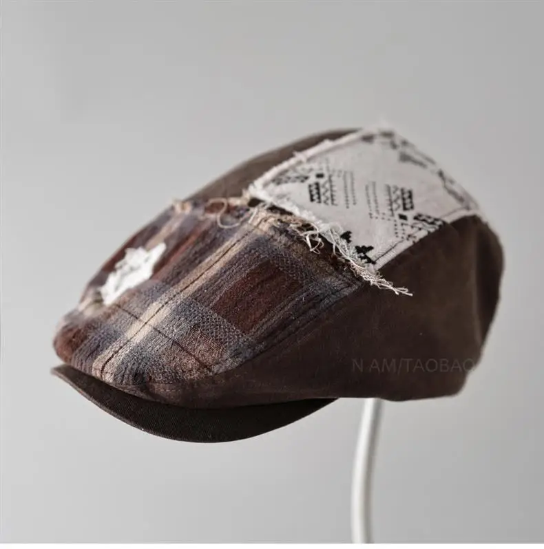 Women Retro Distressed Plaid Sunshade Cap — feature 2