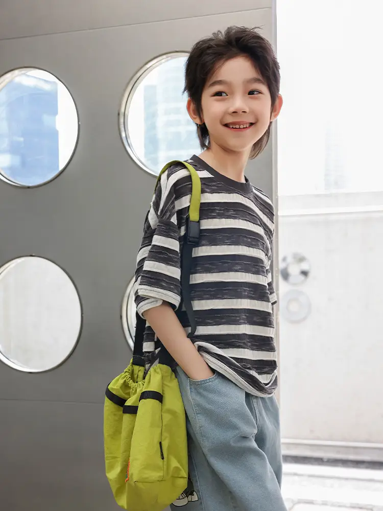 Panda Yuan Yuan 2025 Striped Kids T-Shirt for Boys - Image 4