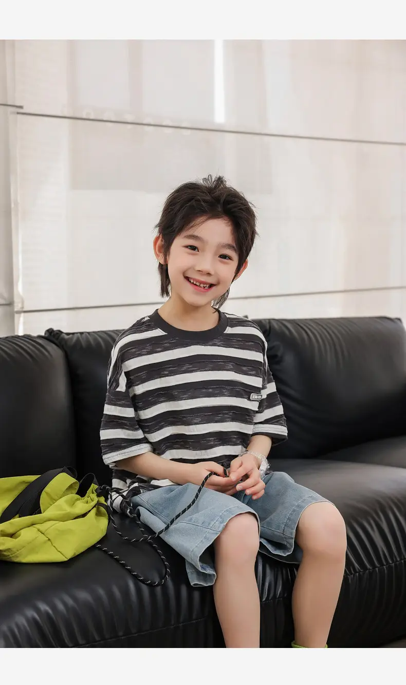 Panda Yuan Yuan 2025 Striped Kids T-Shirt for Boys — feature 26