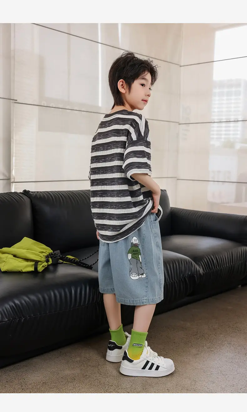 Panda Yuan Yuan 2025 Striped Kids T-Shirt for Boys — feature 28