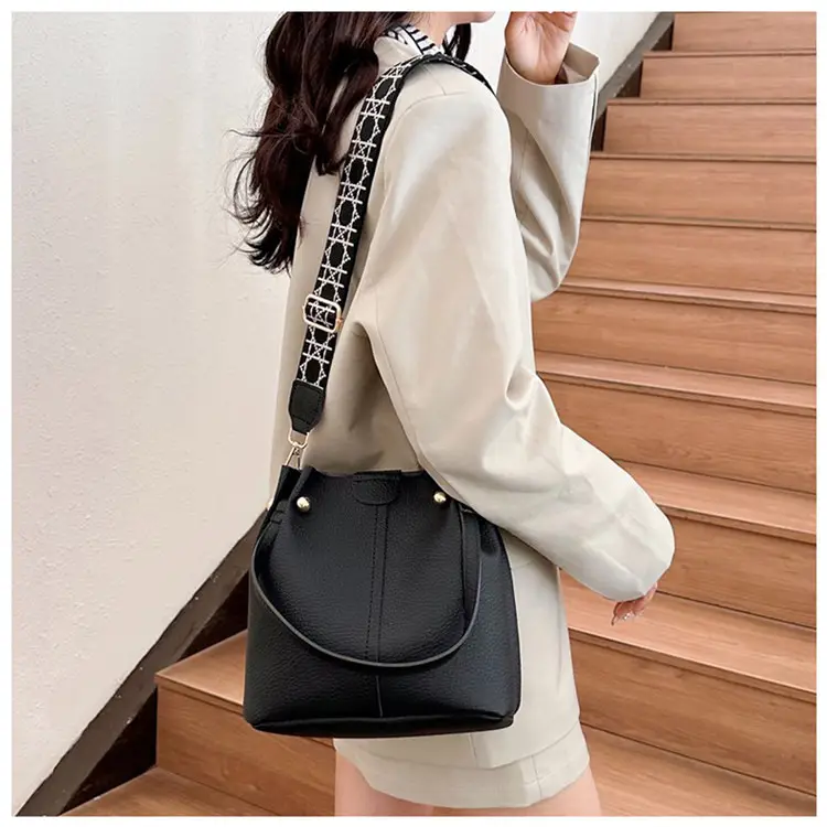 Black Korean Textured Shoulder Bag for Women — feature 12
