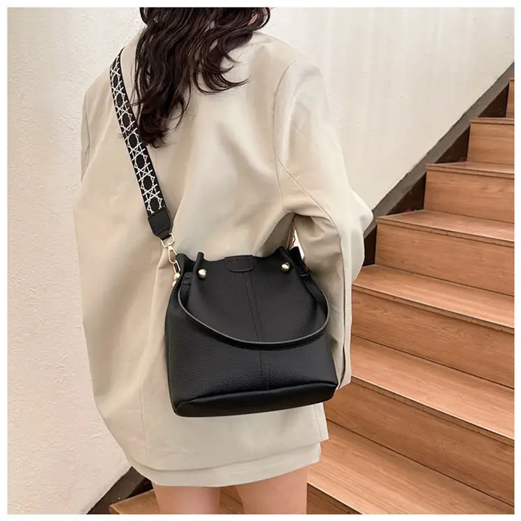 Black Korean Textured Shoulder Bag for Women — feature 13