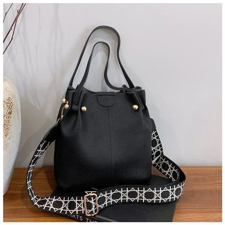Black Korean Textured Shoulder Bag for Women — feature 25