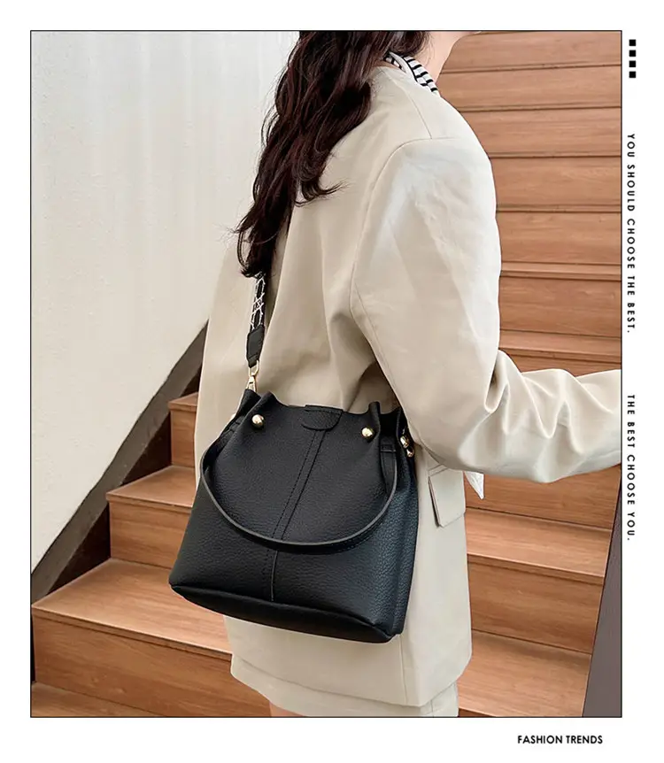 Black Korean Textured Shoulder Bag for Women — feature 3