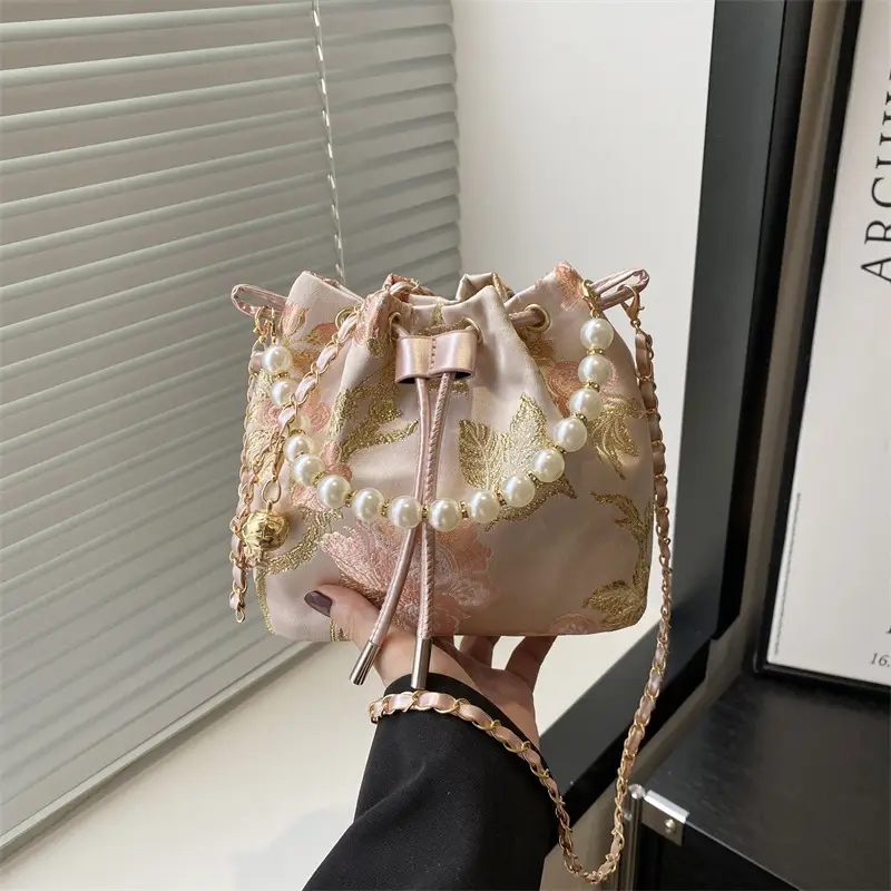Pearl Embroidered Hand-Carrying Bag for Women - Image 4