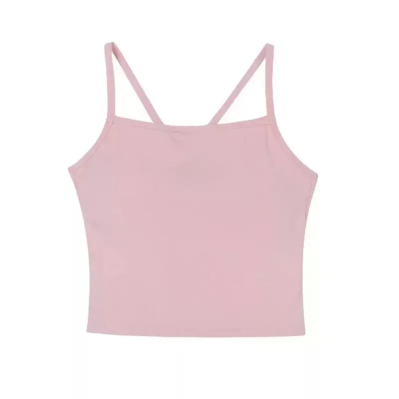 Pure Desire Hollow Backless Camisole for Women with Chest Pad, Hot Girl Yellow Outerwear Inner Layering Beauty Back Top for Women