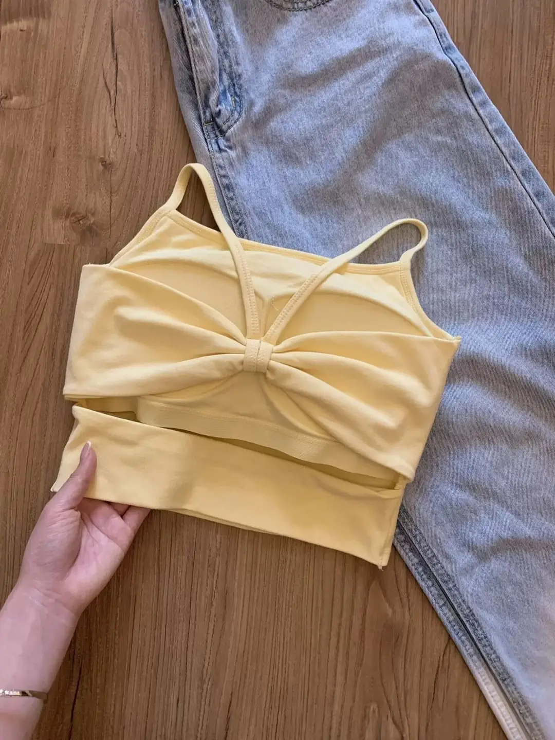 Pure Desire Hollow Backless Camisole for Women with Chest Pad, Hot Girl Yellow Outerwear Inner Layering Beauty Back Top for Women — feature 19