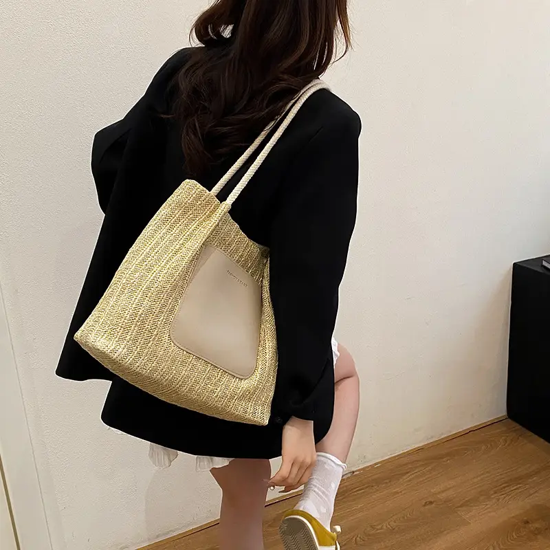Straw Shoulder Tote Bag Large Capacity 2025 Summer - Image 4