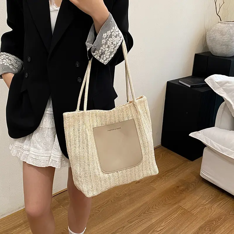 Straw Shoulder Tote Bag Large Capacity 2025 Summer - Image 5
