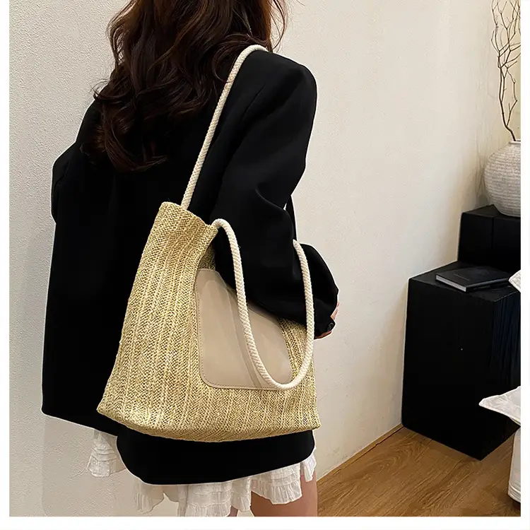 Straw Shoulder Tote Bag Large Capacity 2025 Summer — feature 15