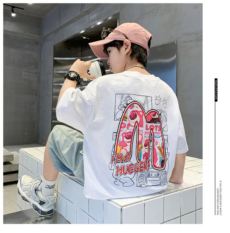 Summer Boys Tattoo Short Sleeve Denim Shorts Set — feature 19