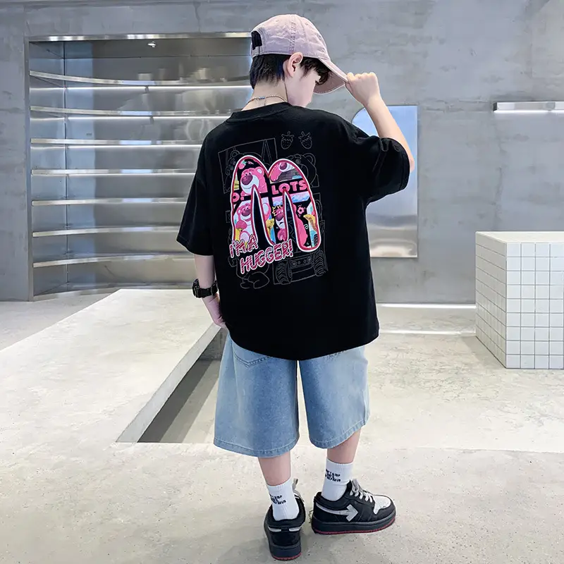 Summer Boys Tattoo Short Sleeve Denim Shorts Set — feature 2