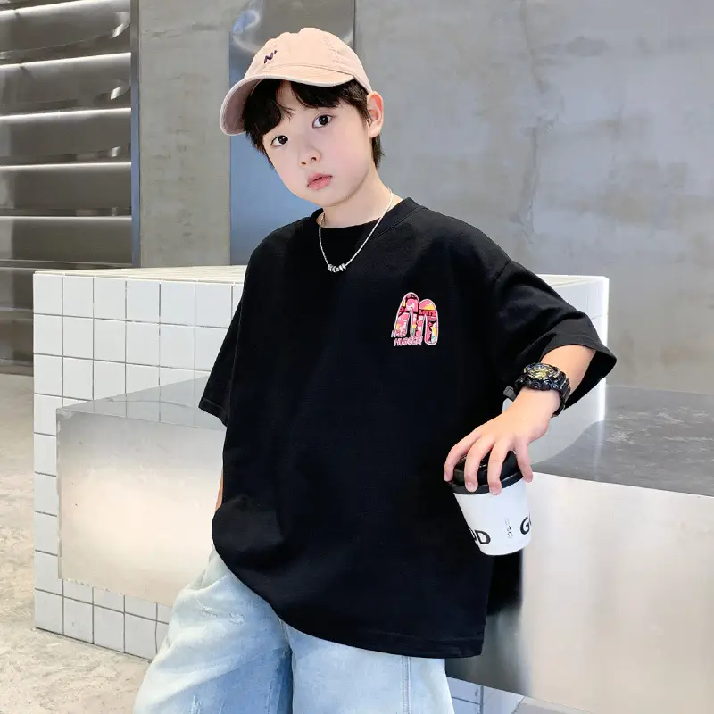 Summer Boys Tattoo Short Sleeve Denim Shorts Set