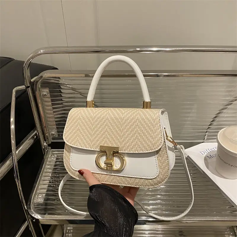 2025 New High-End Beige White Embroidered Shoulder Bag - Image 6