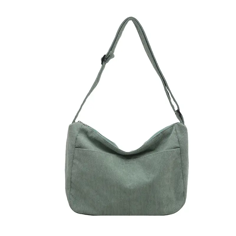 Green Textured Shoulder Bag for Students & Daily Use