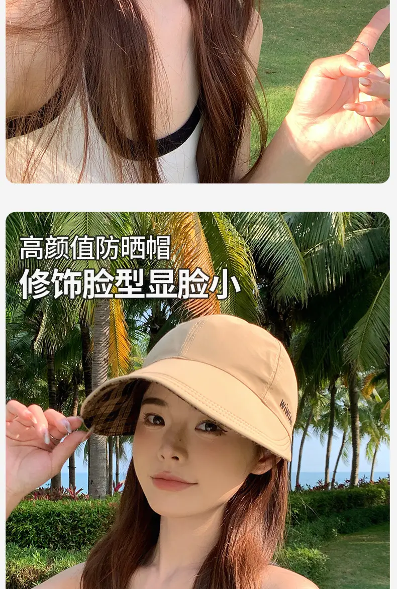 Women Plaid Fisherman Hat UV Protection Large Cap — feature 7