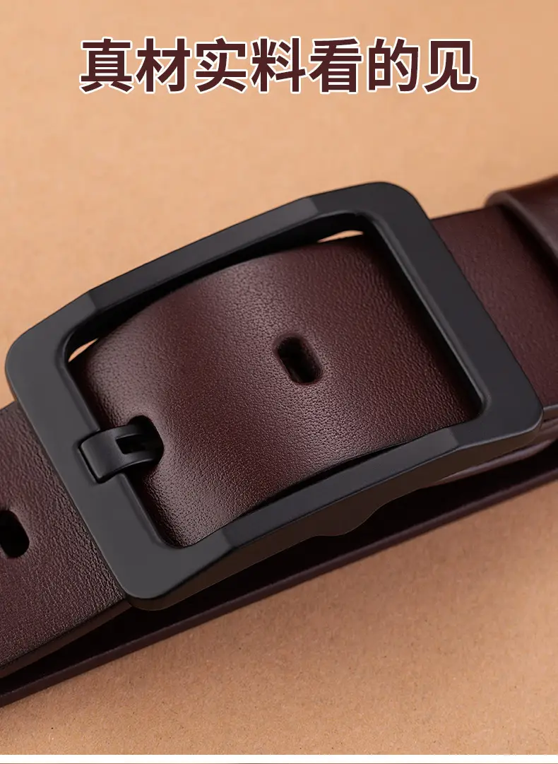 Men's Premium Leather Belt with Gold Buckle — feature 5