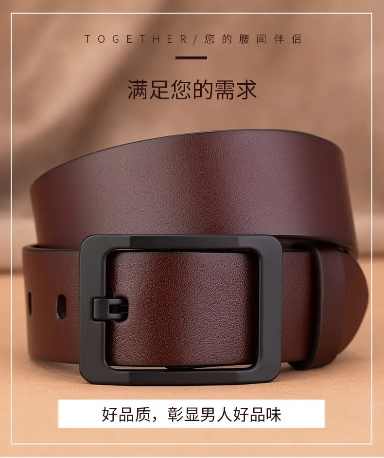 Men's Premium Leather Belt with Gold Buckle — feature 6