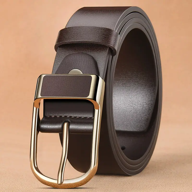 Men's Premium Leather Belt with Gold Buckle - Image 11