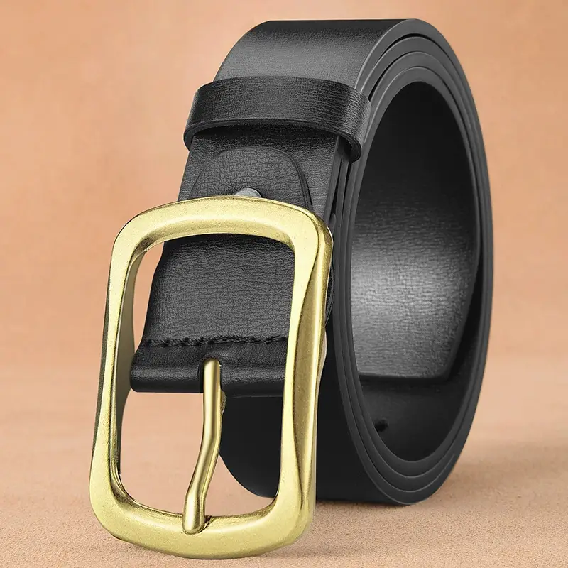 Men's Premium Leather Belt with Gold Buckle - Image 5